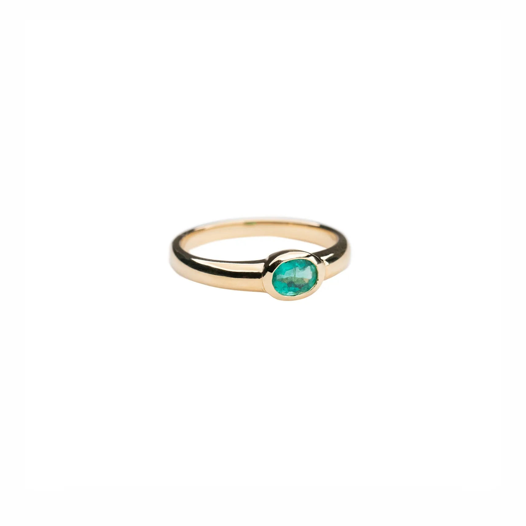 14k Emerald Bezel Ring