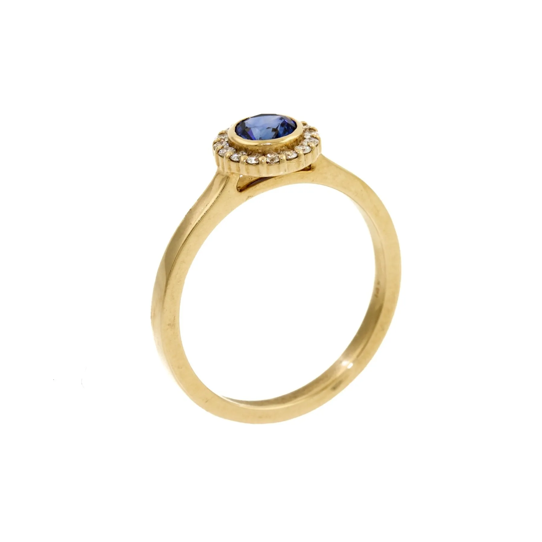 14K Evil Eye Blue Sapphire Halo Ring