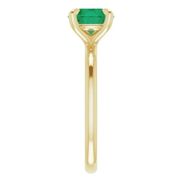 14K Gold 4 Claw Prongs Solitaire Engagement Ring with Round Lab Grown Emerald