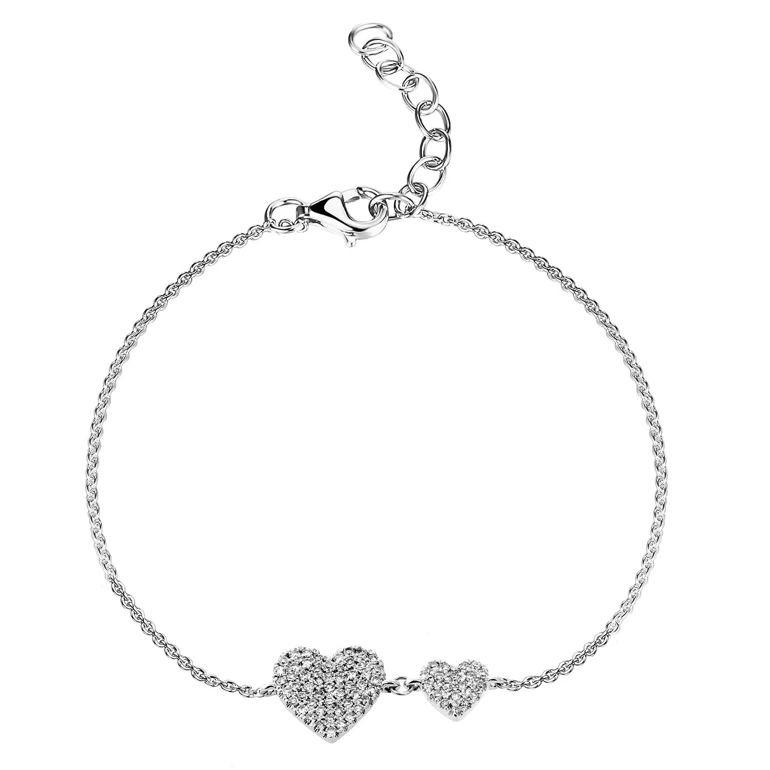 14k Gold & Diamond Double Heart Bracelet - 0.21ct