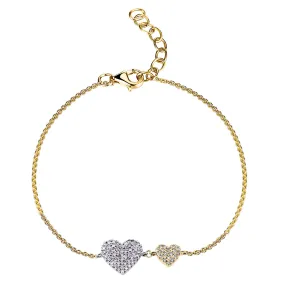 14k Gold & Diamond Double Heart Bracelet - 0.21ct