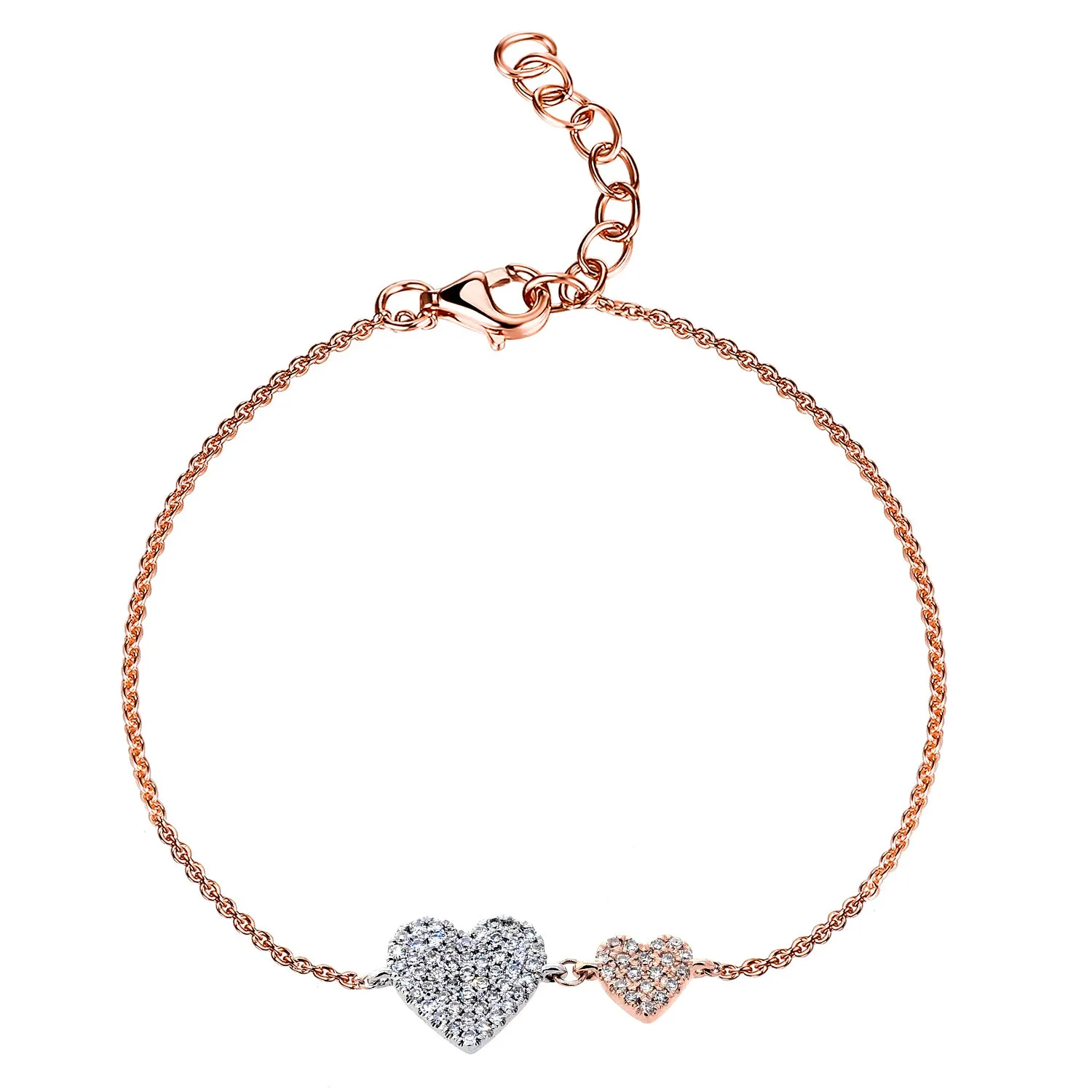14k Gold & Diamond Double Heart Bracelet - 0.21ct