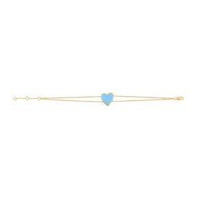 14k Gold & Diamond Heart Bracelet-D0.02