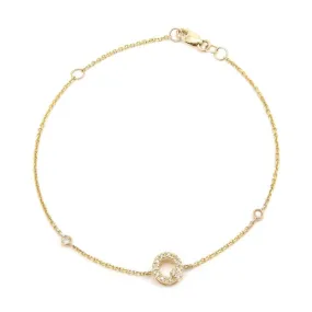 14K Gold Initial "Q" Bracelet With Diamonds