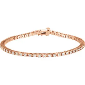 14K Rose 2 CTW Diamond Line 7.25" Bracelet