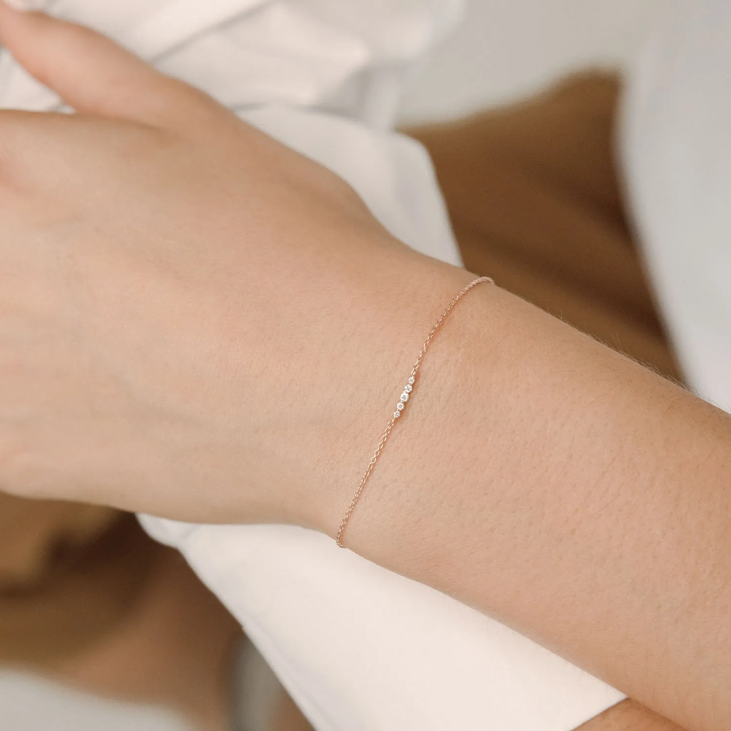 14k Rose Gold Diamond Bar Bracelet
