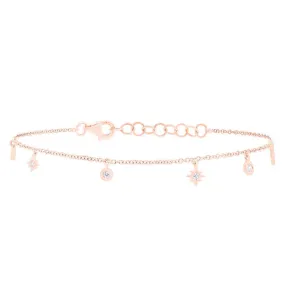 14k Rose Gold Diamond Star Bracelet