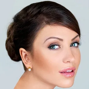 14K Solid Rose Gold Stud Earrings w/ Pearls & Citrines