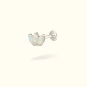 14k Three Opal Marquise Flat back Earring