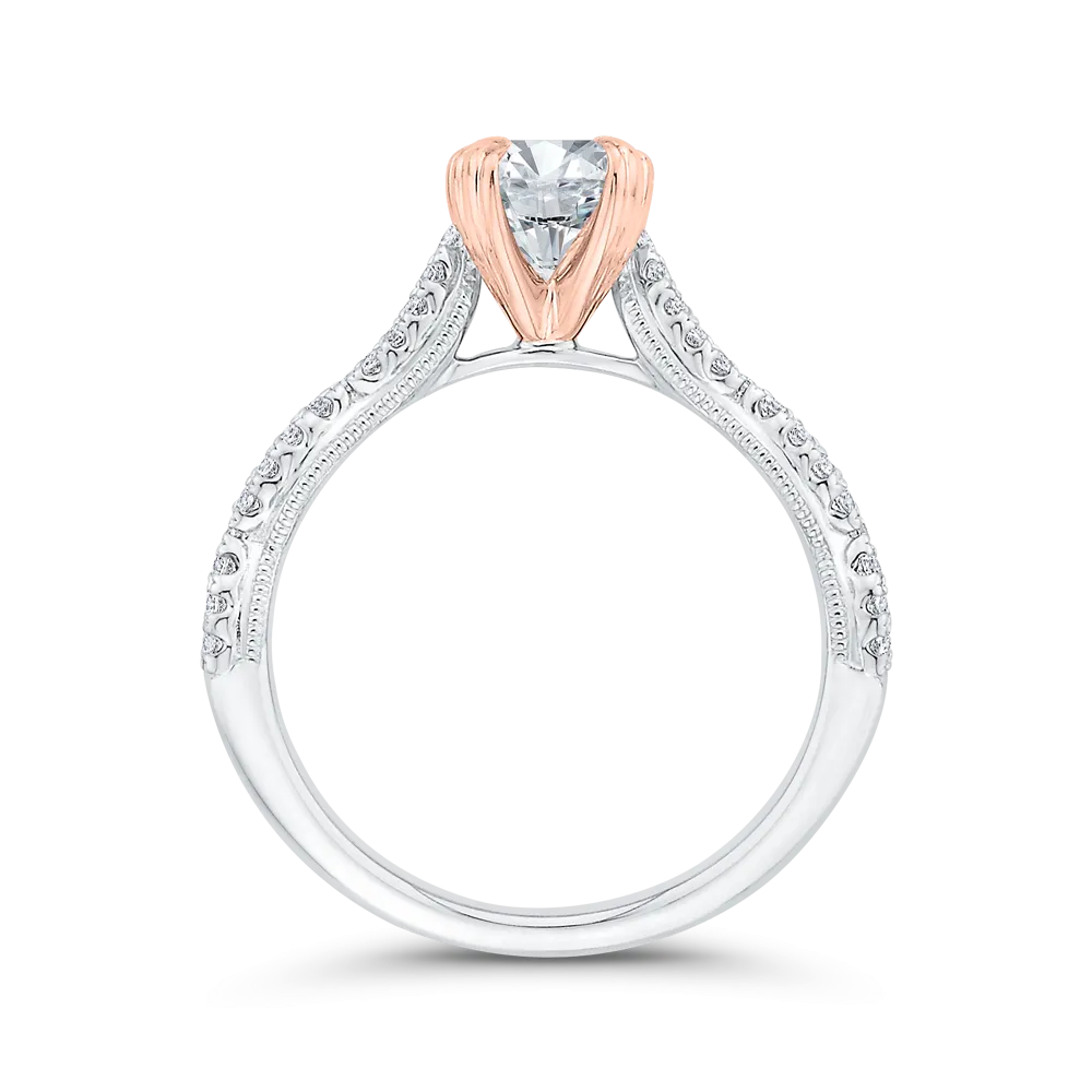 14K Two-Tone Gold Diamond Engagement Ring (Semi-Mount)