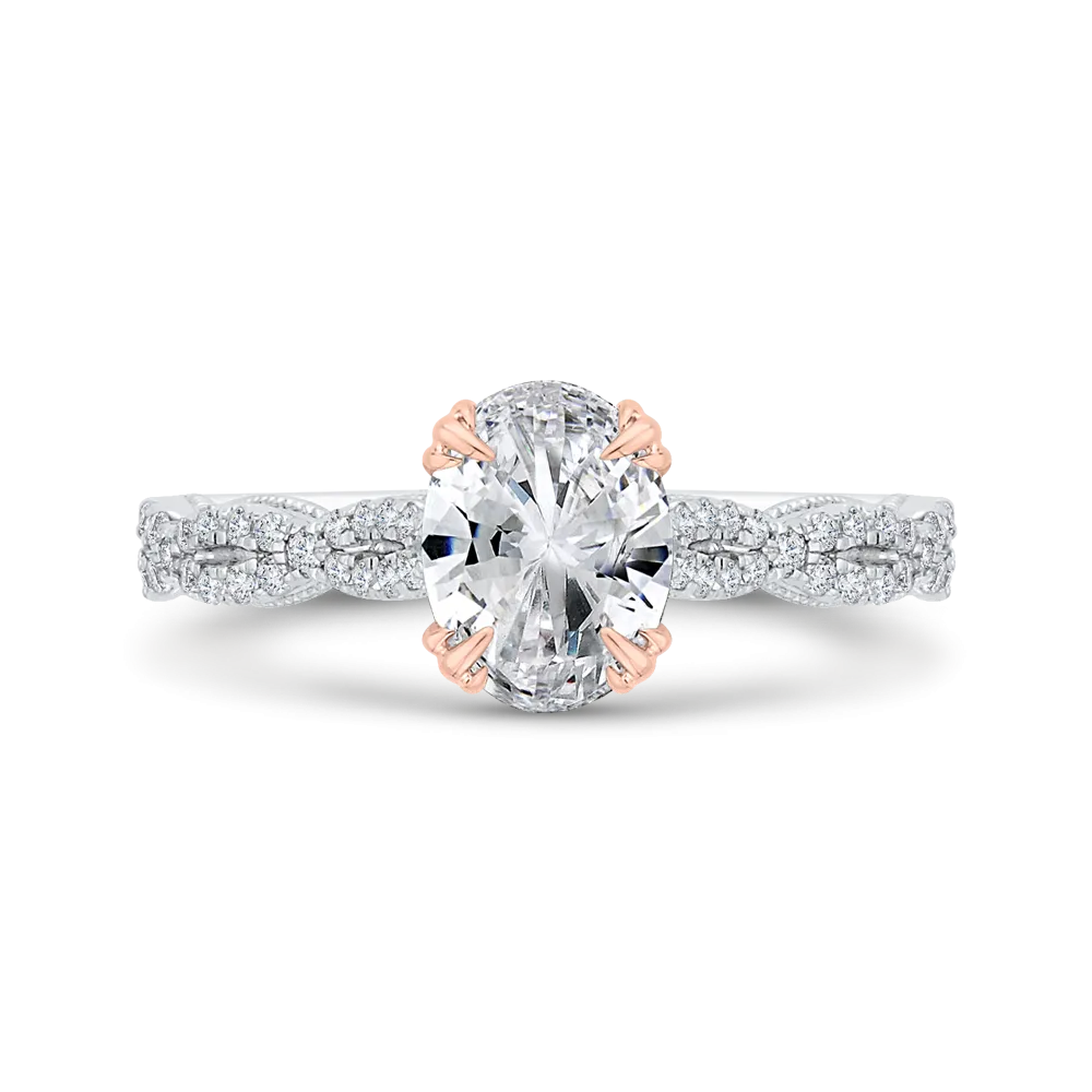 14K Two-Tone Gold Diamond Engagement Ring (Semi-Mount)