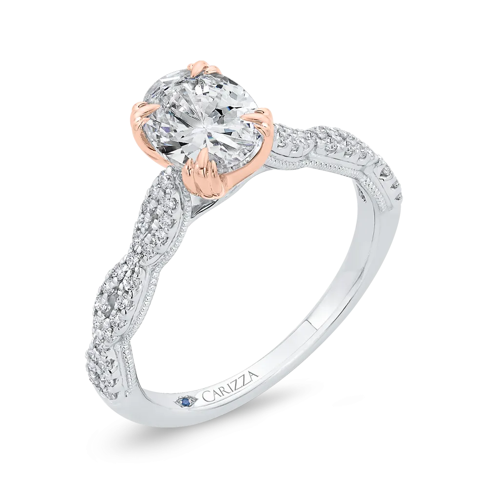 14K Two-Tone Gold Diamond Engagement Ring (Semi-Mount)