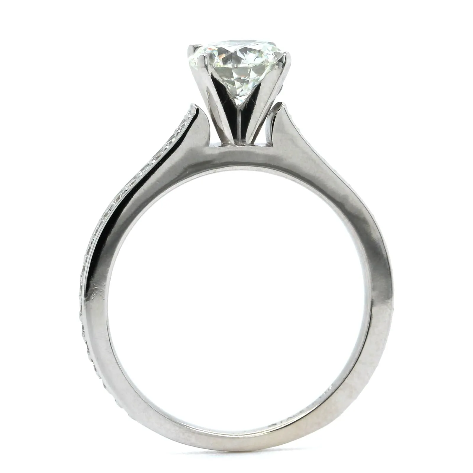 14K White Gold 4 Prong Round Diamond Engagement Ring