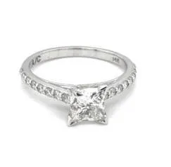 14k White Gold Ctr 1.20 Ct SI2 H, Mounting 0.32 Ct Diamond Ring