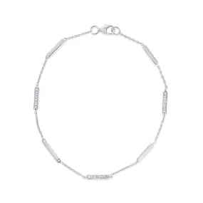 14k White Gold Diamond Bar Bracelet