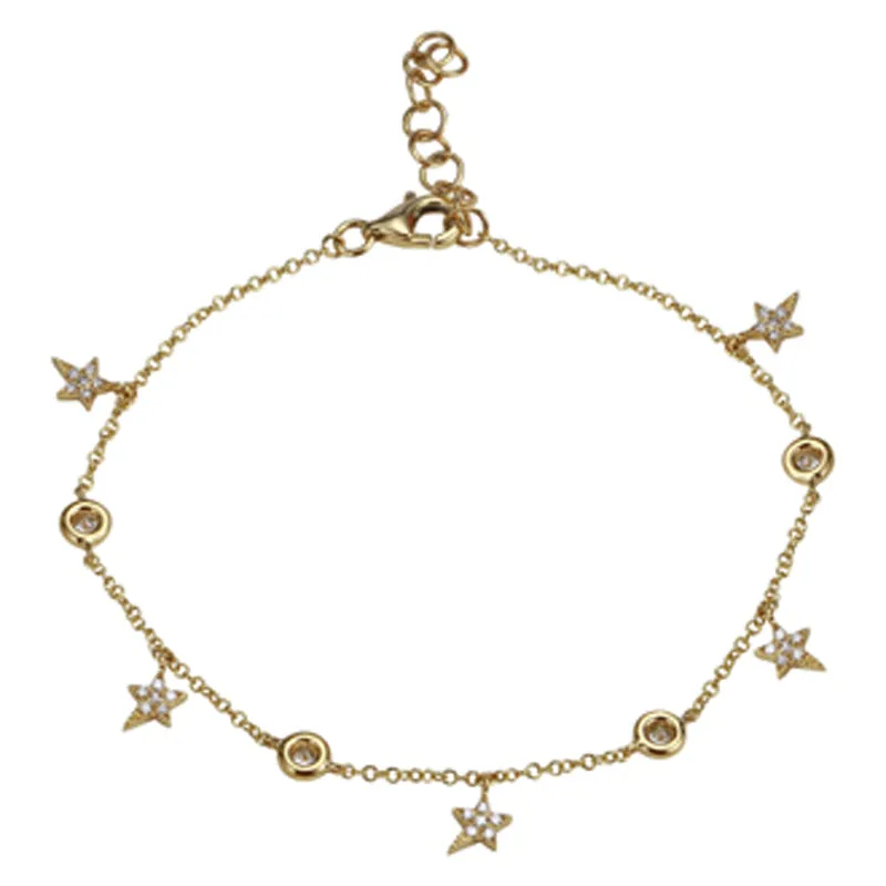 14k White Gold Diamond Dangle Bracelet