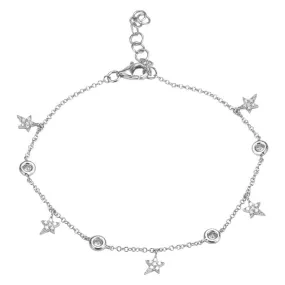 14k White Gold Diamond Dangle Bracelet