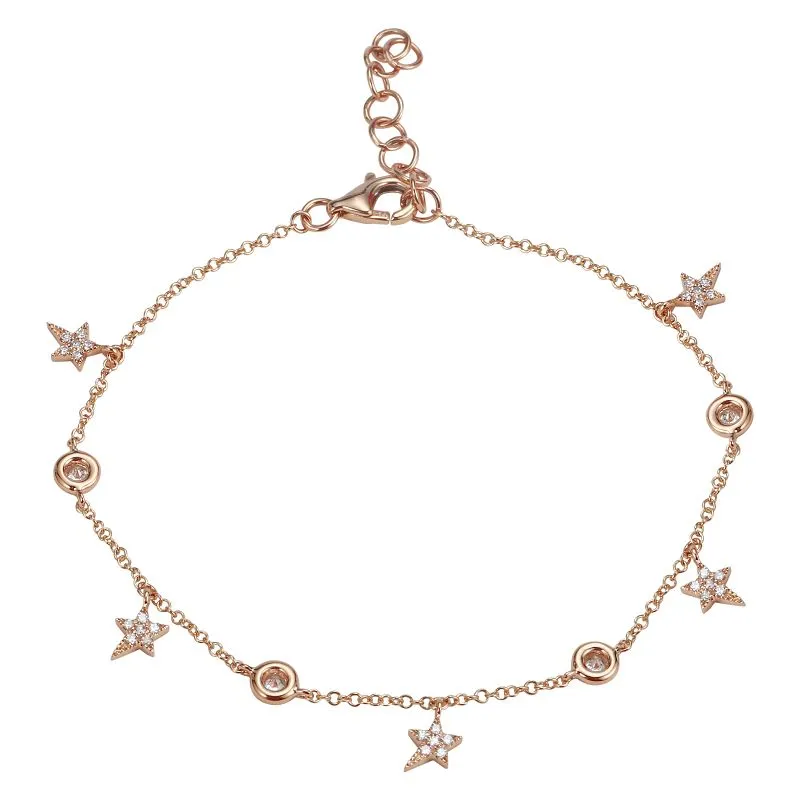 14k White Gold Diamond Dangle Bracelet