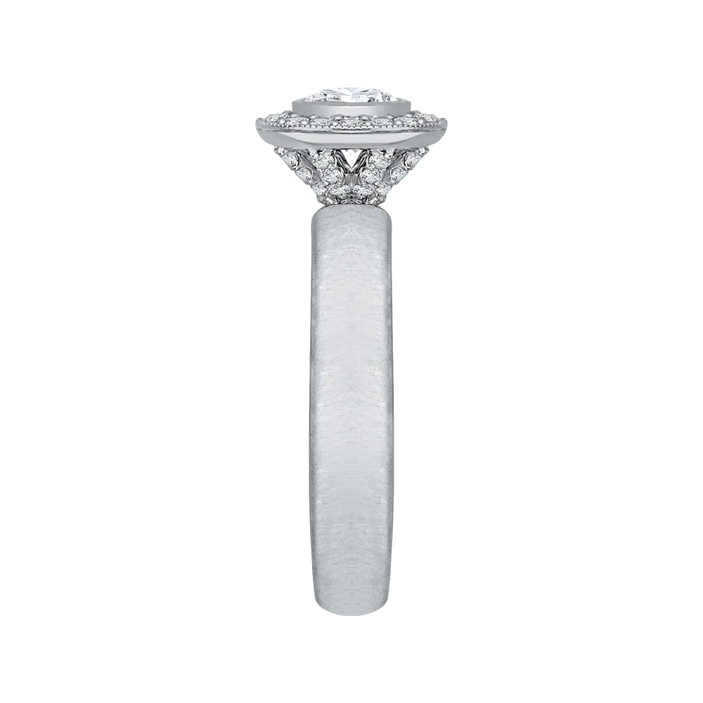 14K White Gold Round Diamond Halo Engagement Ring