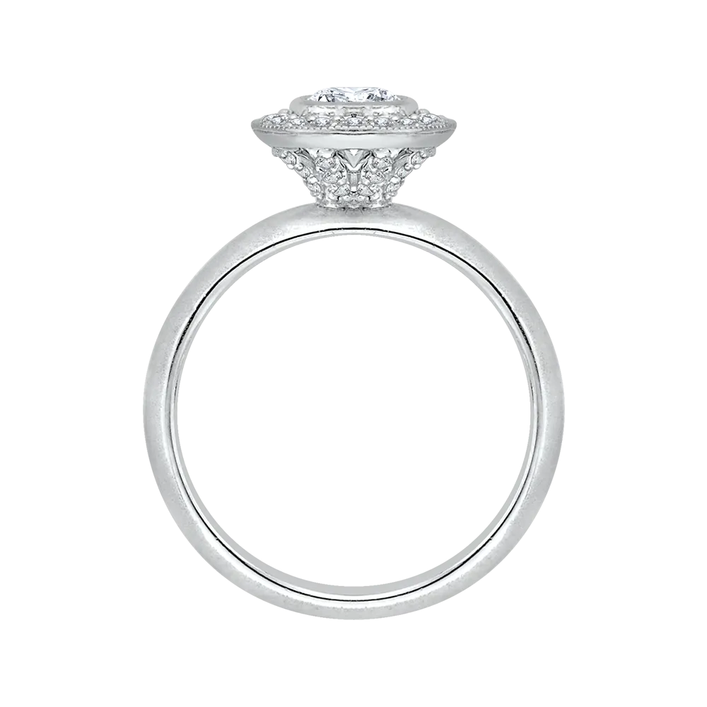 14K White Gold Round Diamond Halo Engagement Ring