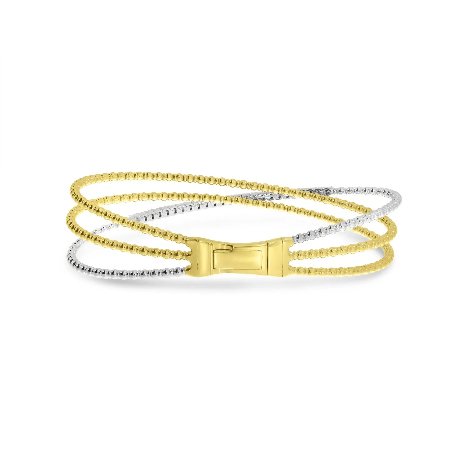 14K Yellow & White Gold 0.47cttw. Diamond Triple Strand Flexible Bracelet