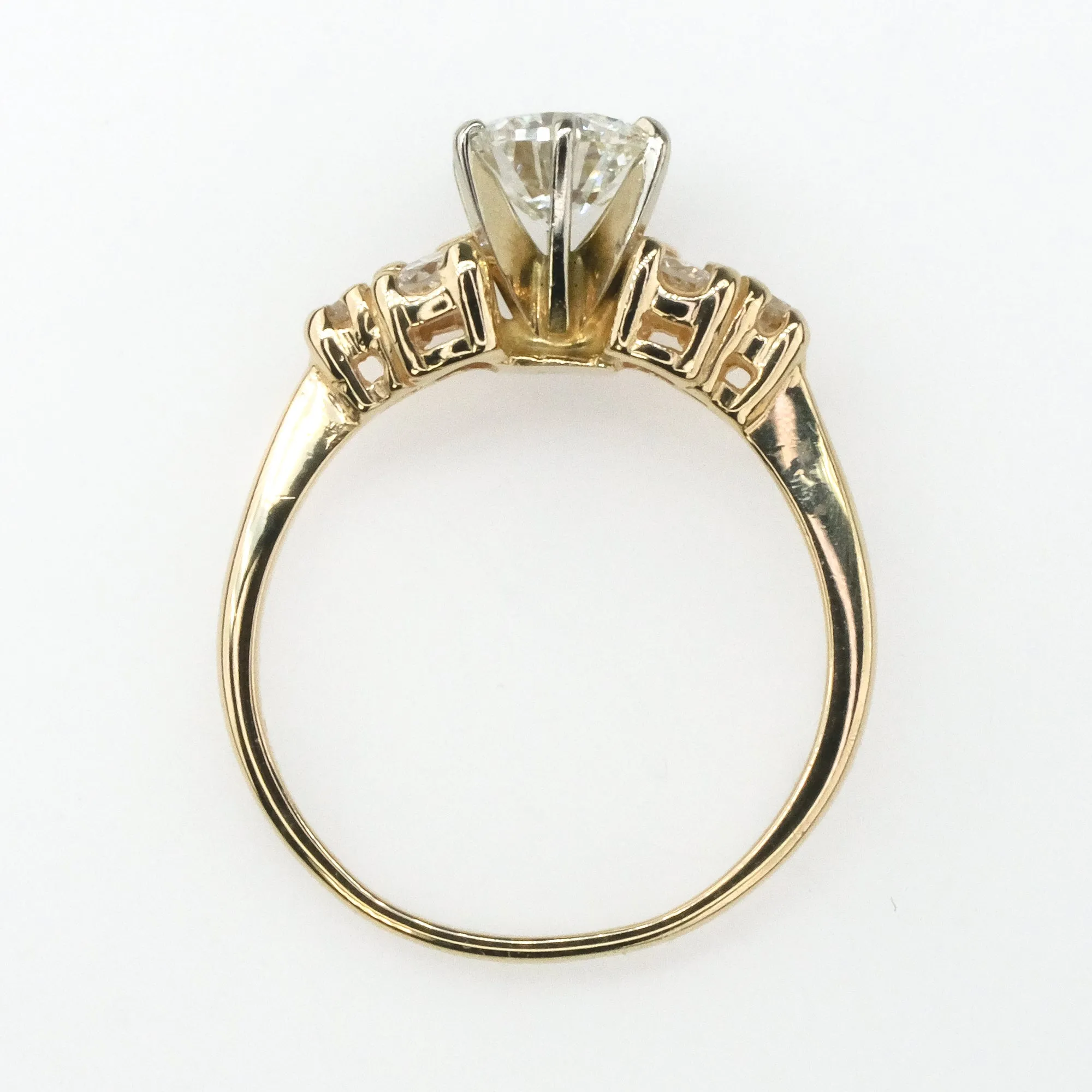 14K Yellow Gold 1.02ct GIA Round Diamond with Side Accents Engagement Ring