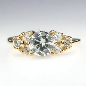 14K Yellow Gold 1.02ct GIA Round Diamond with Side Accents Engagement Ring
