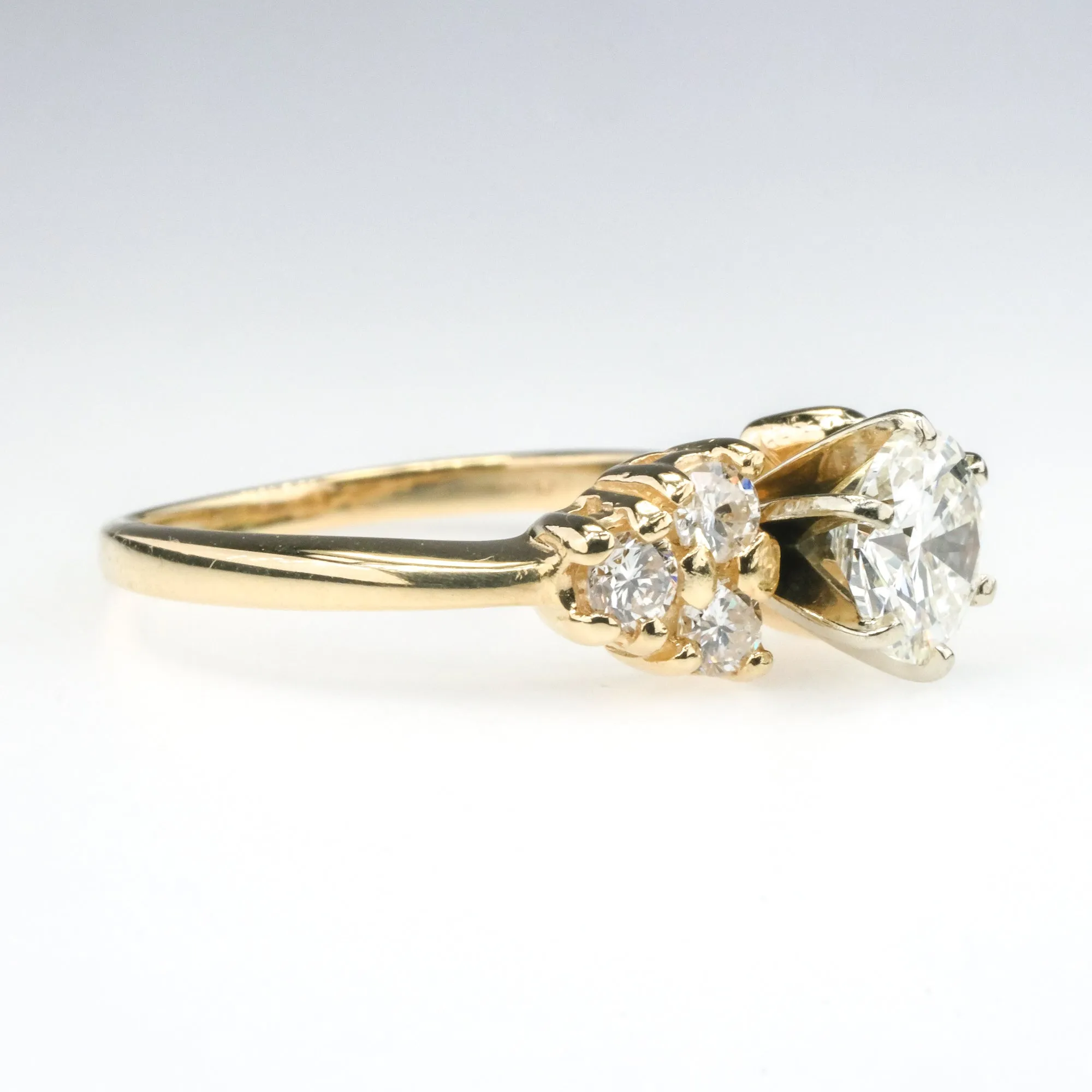 14K Yellow Gold 1.02ct GIA Round Diamond with Side Accents Engagement Ring
