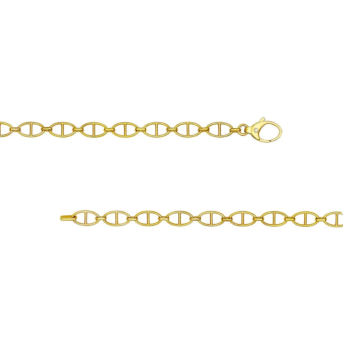 14K Yellow Gold Diamond Pear Lock Oval Link Bracelet