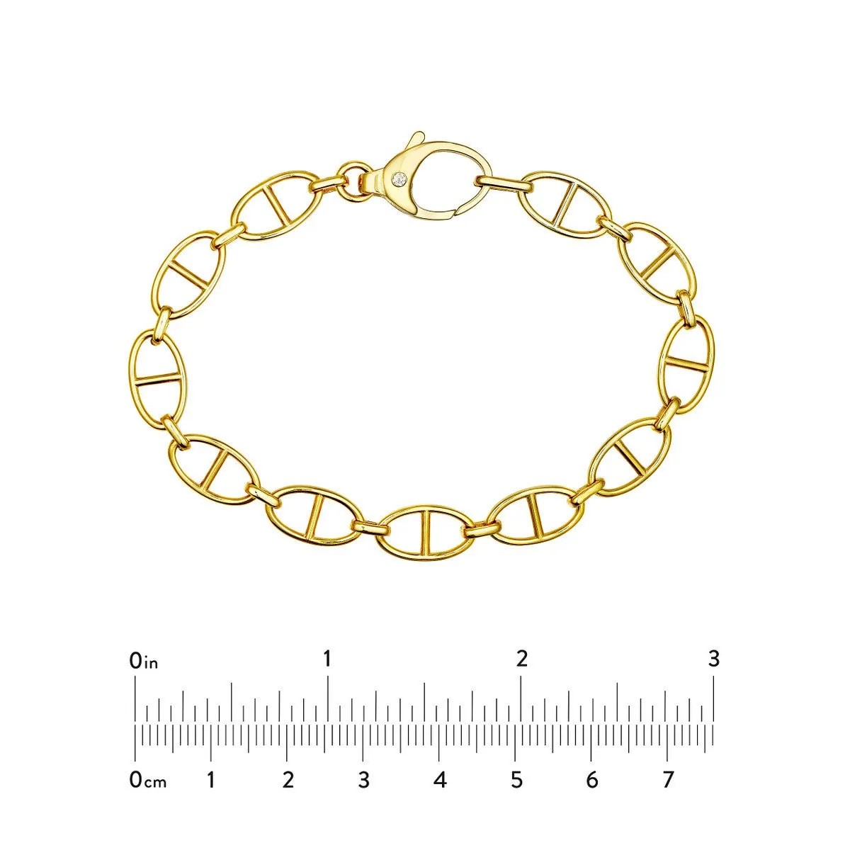 14K Yellow Gold Diamond Pear Lock Oval Link Bracelet