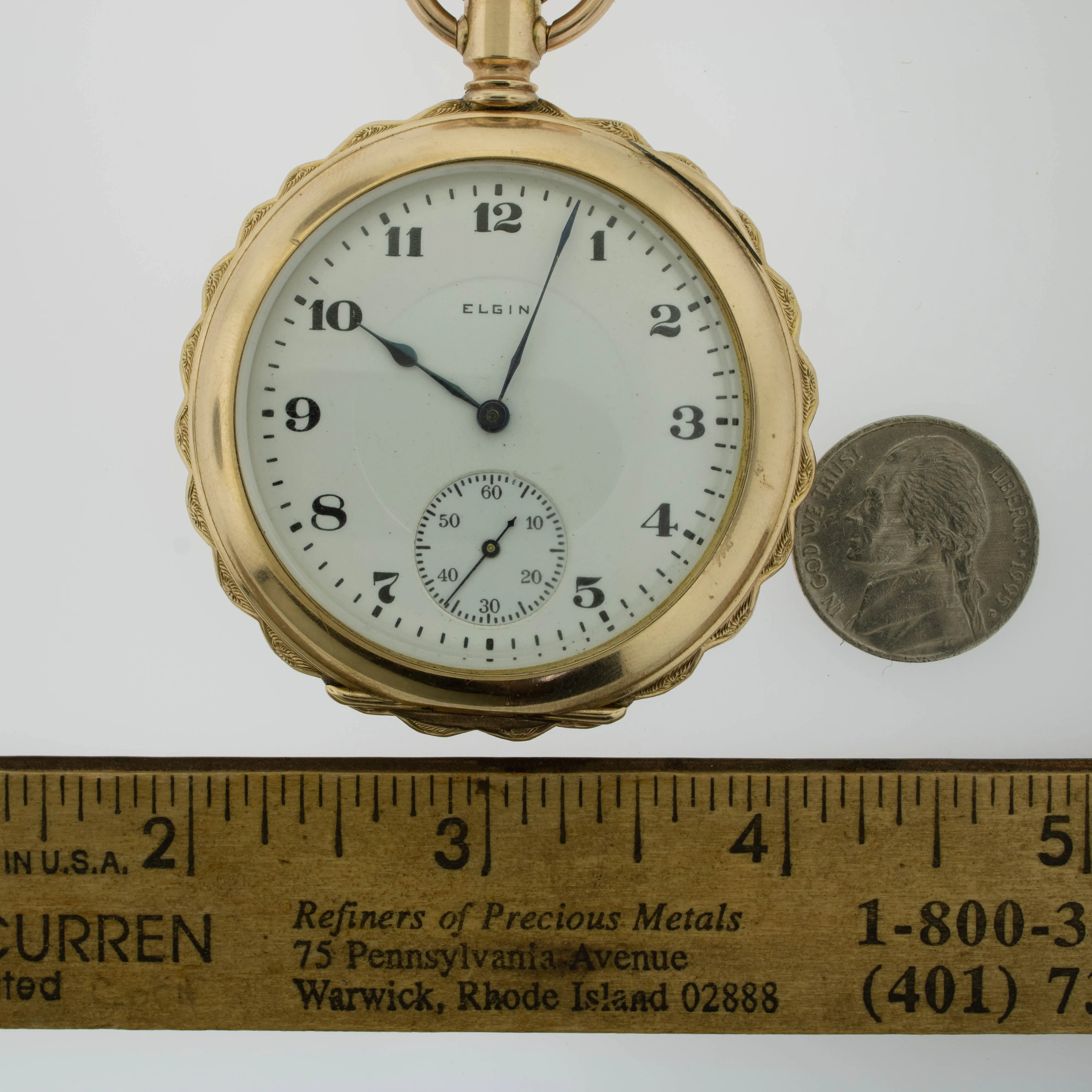 14K Yellow Gold Elgin 17 Jewel Open Face Pocket Watch Circa 1916 (Estate)