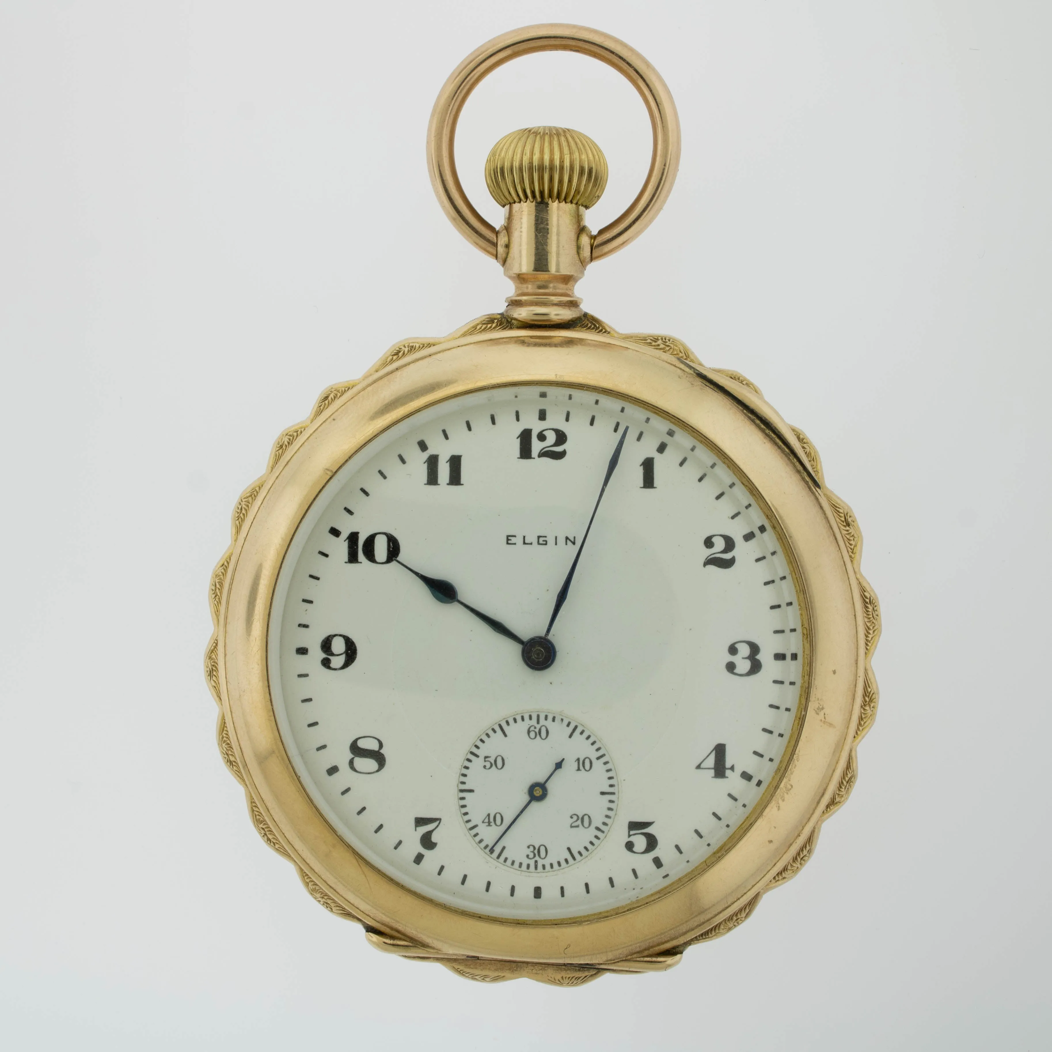 14K Yellow Gold Elgin 17 Jewel Open Face Pocket Watch Circa 1916 (Estate)