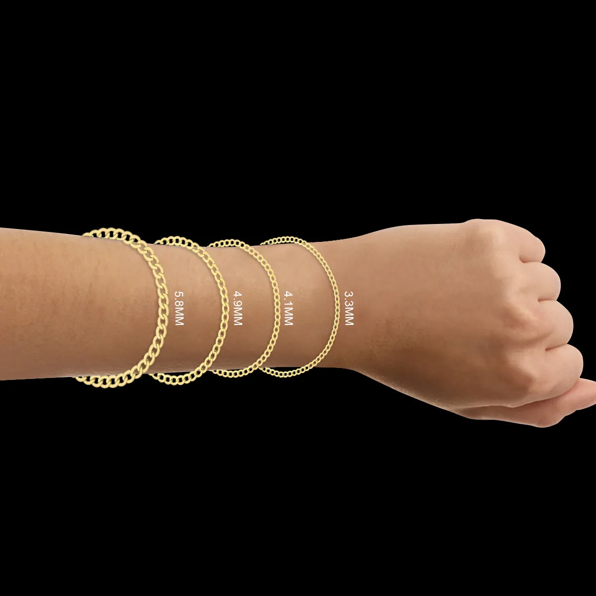 14K Yellow Gold Filled 3.3Mm Curb Link Bracelet With Lobster Clasp