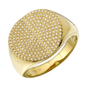 14k Yellow Gold Signet Diamond Ring