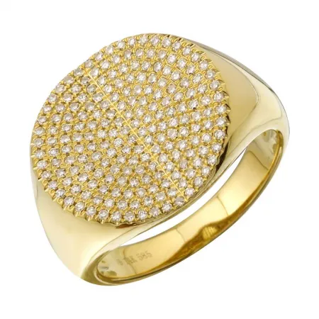 14k Yellow Gold Signet Diamond Ring