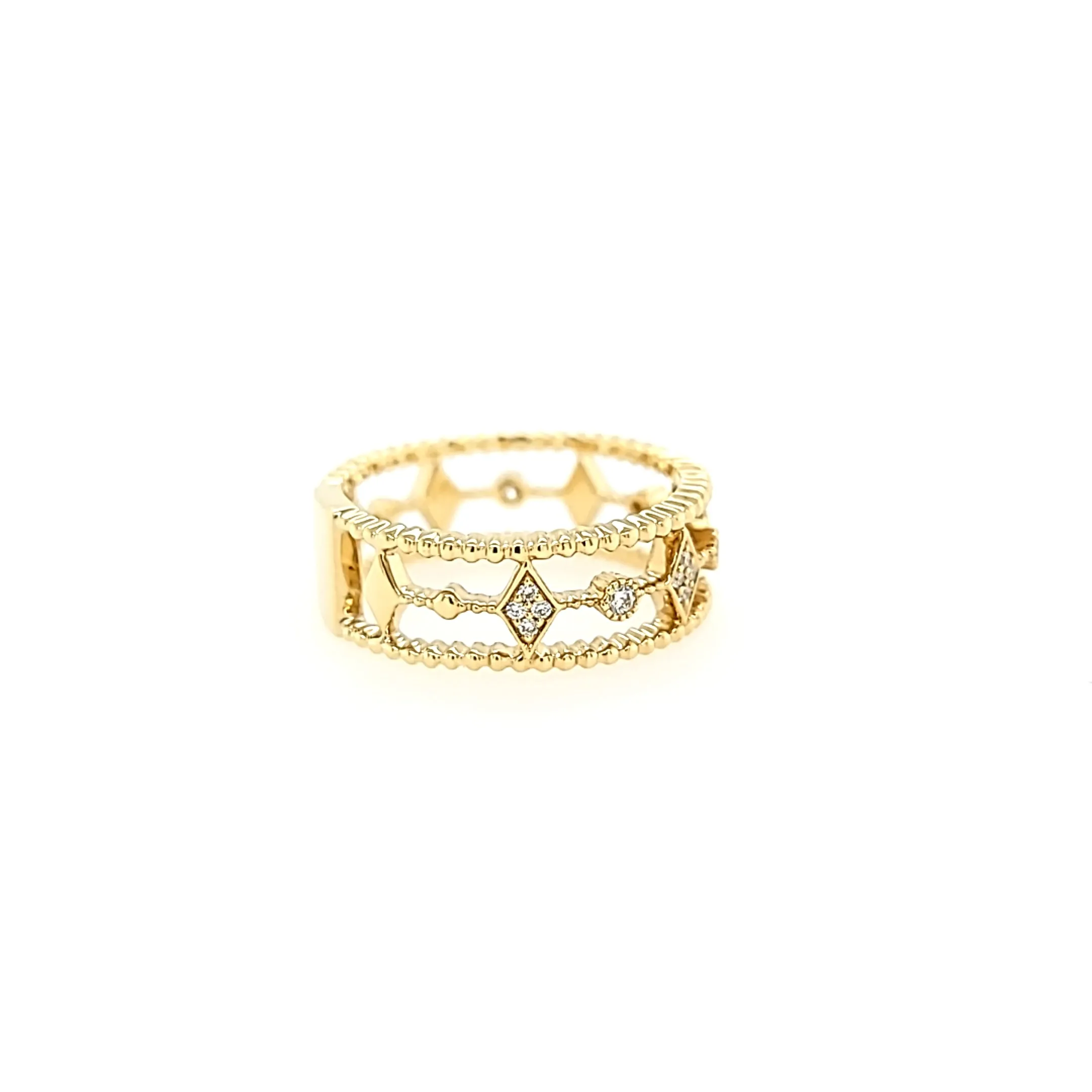 14k Yellow Gold Star Wide Ring (I6061)