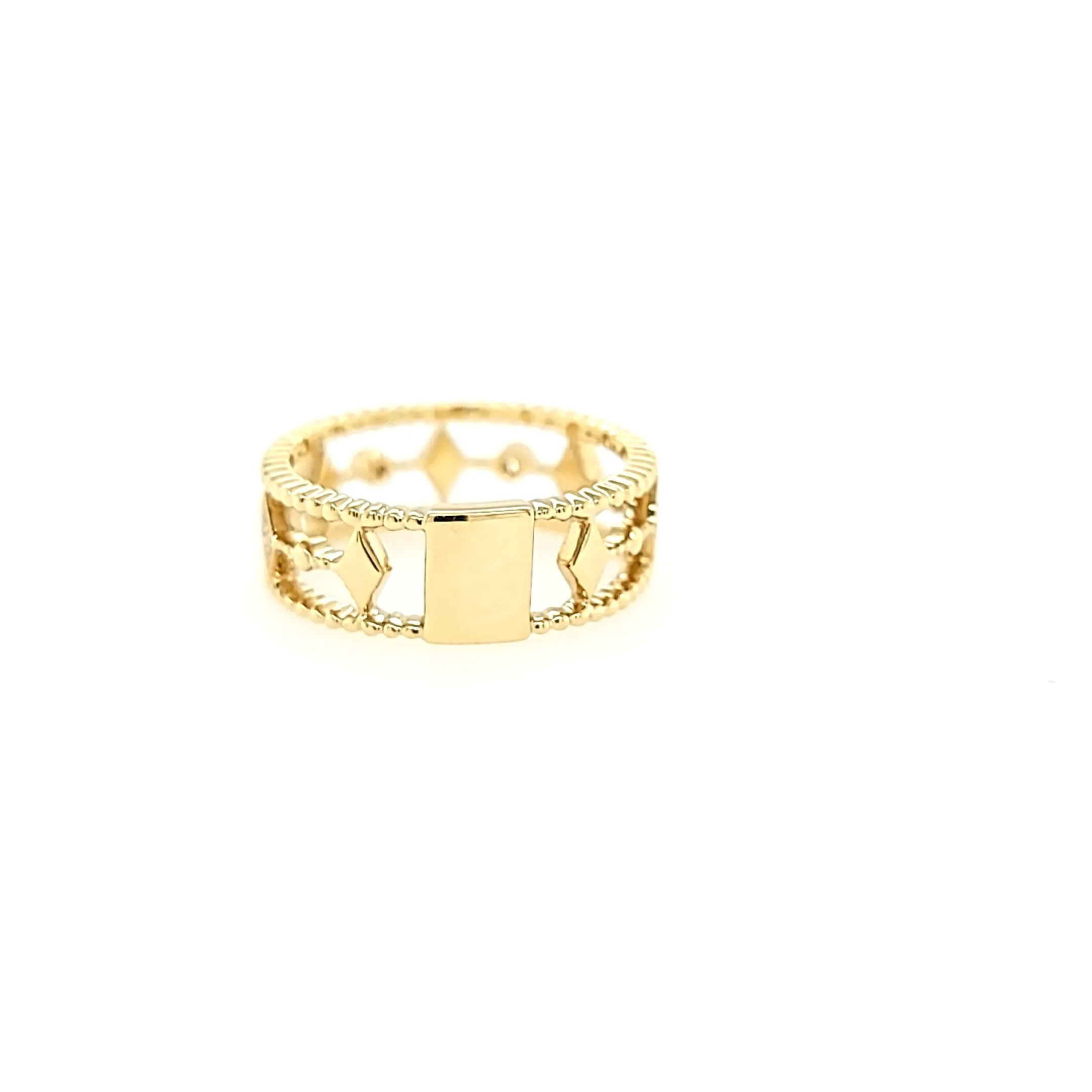 14k Yellow Gold Star Wide Ring (I6061)