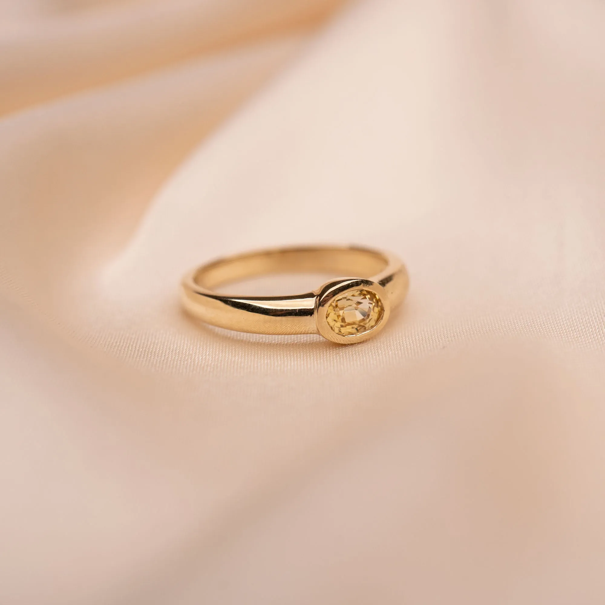 14k Yellow Sapphire Bezel Ring