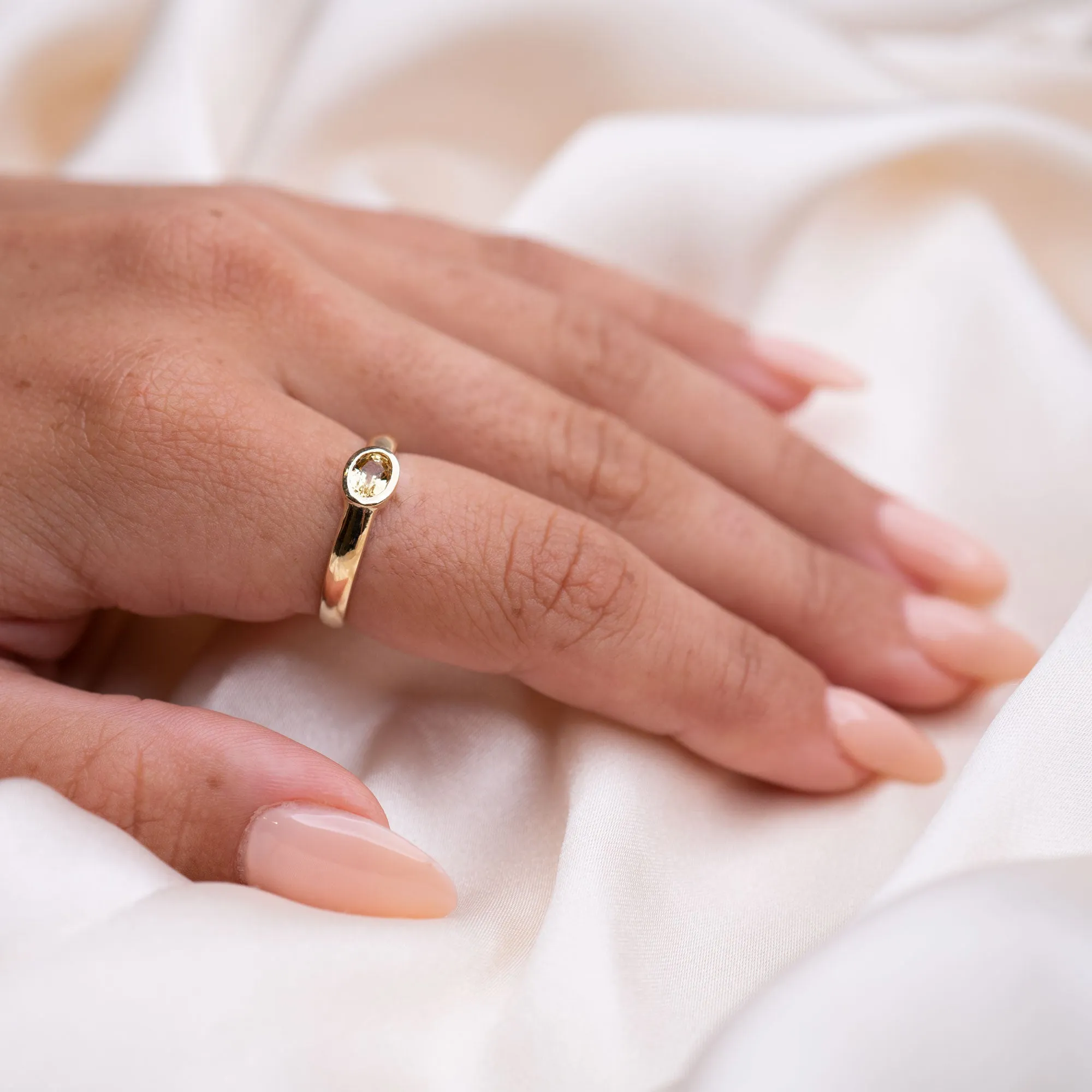 14k Yellow Sapphire Bezel Ring