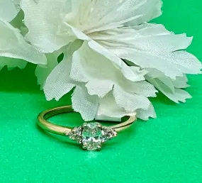 14K Yellow/White Gold Oval Diamond and Shoulder Stone Engagement Ring