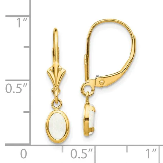 14KY Opal Leverback Earring Pair