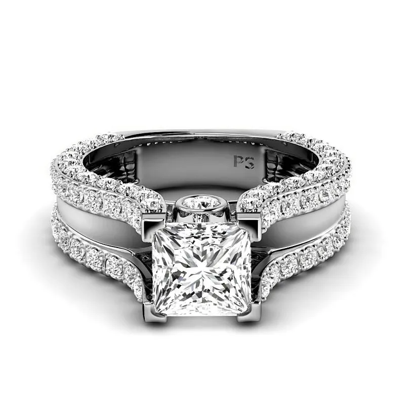 1.55-4.05 CT Round & Princess Cut Lab Grown Diamonds - Engagement Ring