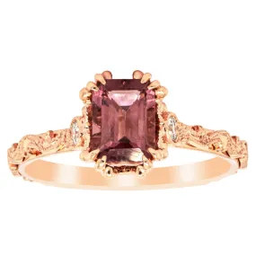 18ct Rose Gold Pink Tourmaline & Diamond Romanov Ring