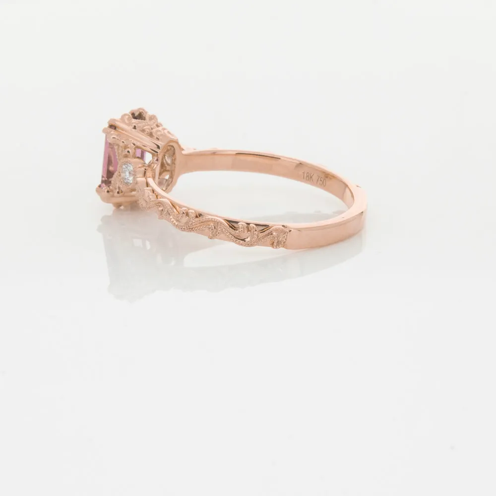 18ct Rose Gold Pink Tourmaline & Diamond Romanov Ring