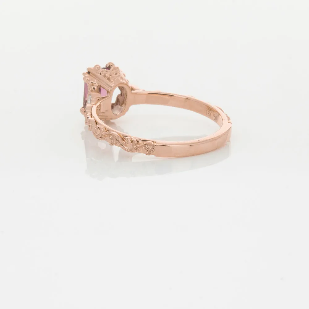 18ct Rose Gold Pink Tourmaline & Diamond Romanov Ring