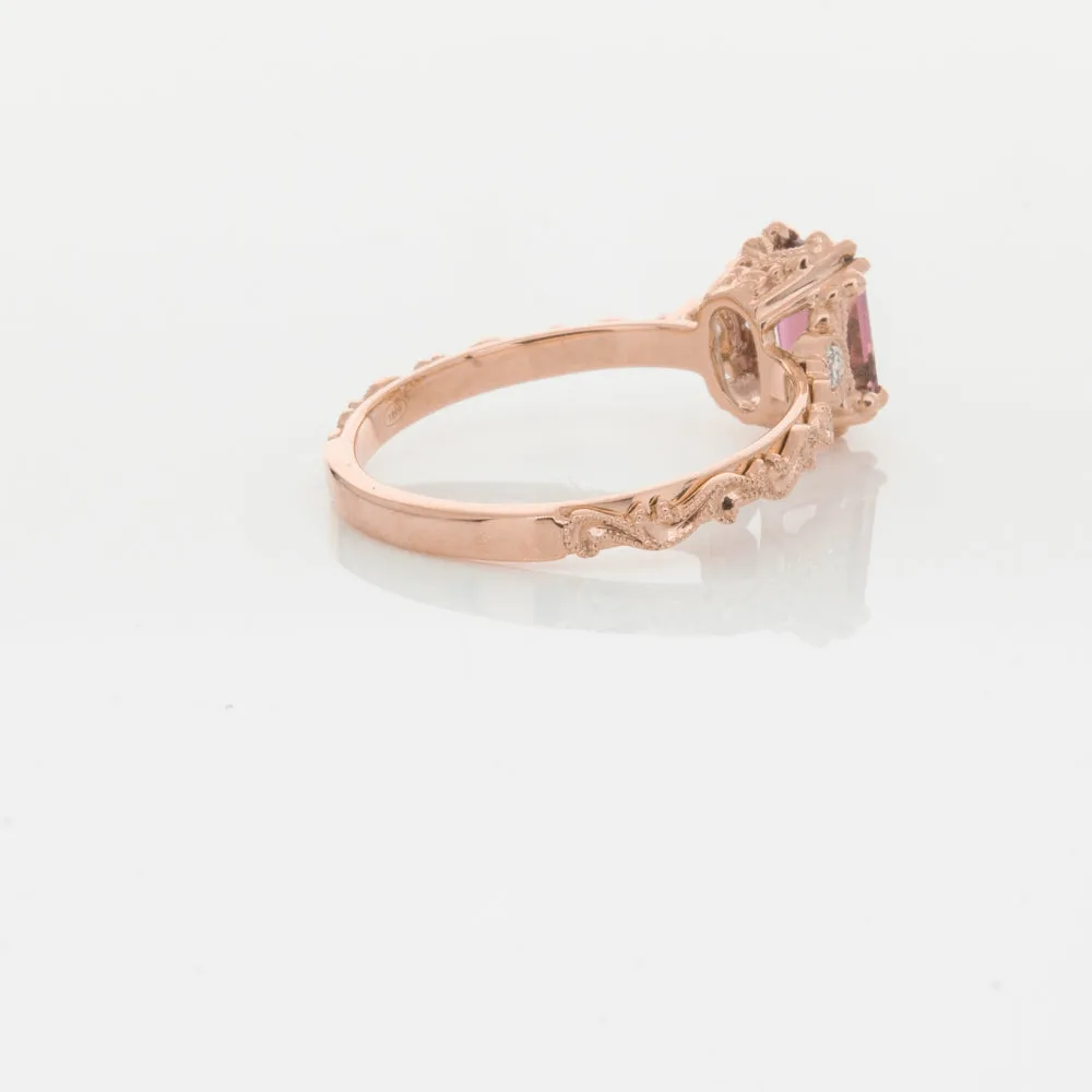 18ct Rose Gold Pink Tourmaline & Diamond Romanov Ring