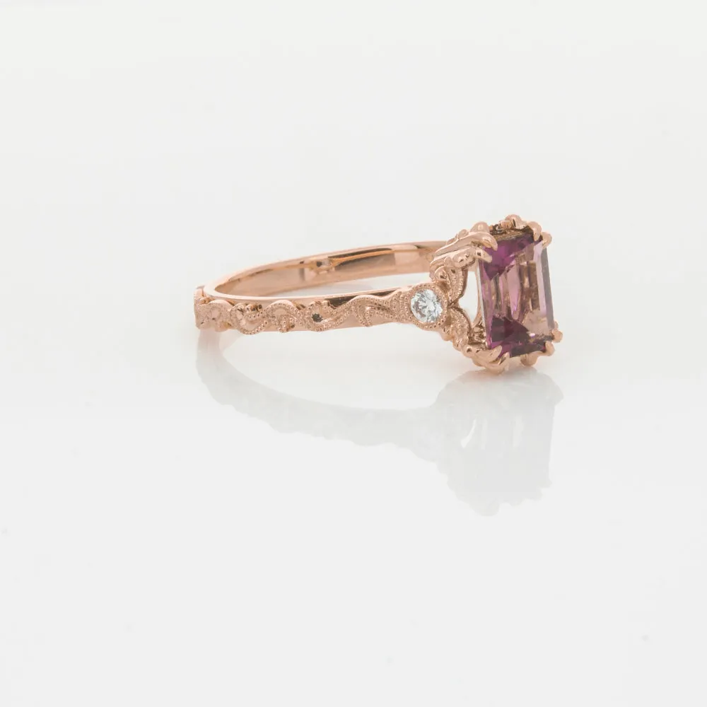 18ct Rose Gold Pink Tourmaline & Diamond Romanov Ring