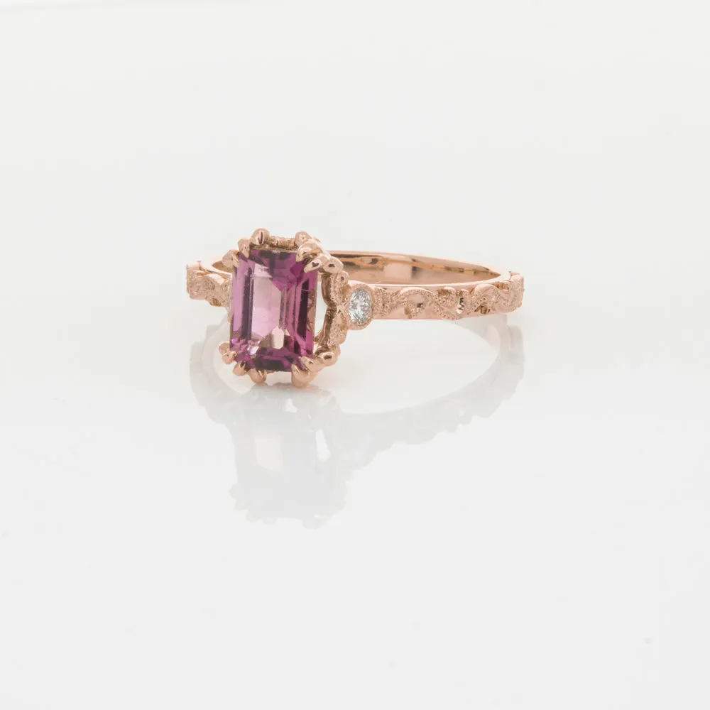 18ct Rose Gold Pink Tourmaline & Diamond Romanov Ring