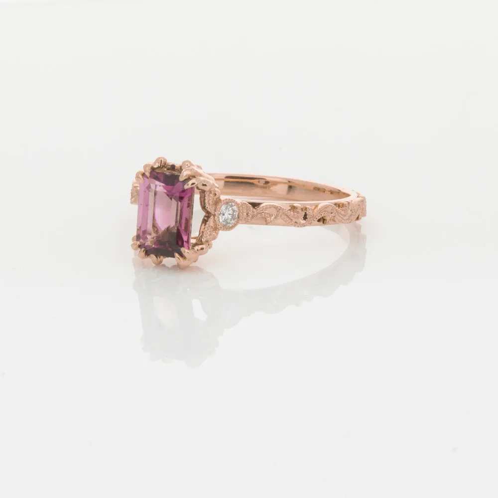 18ct Rose Gold Pink Tourmaline & Diamond Romanov Ring
