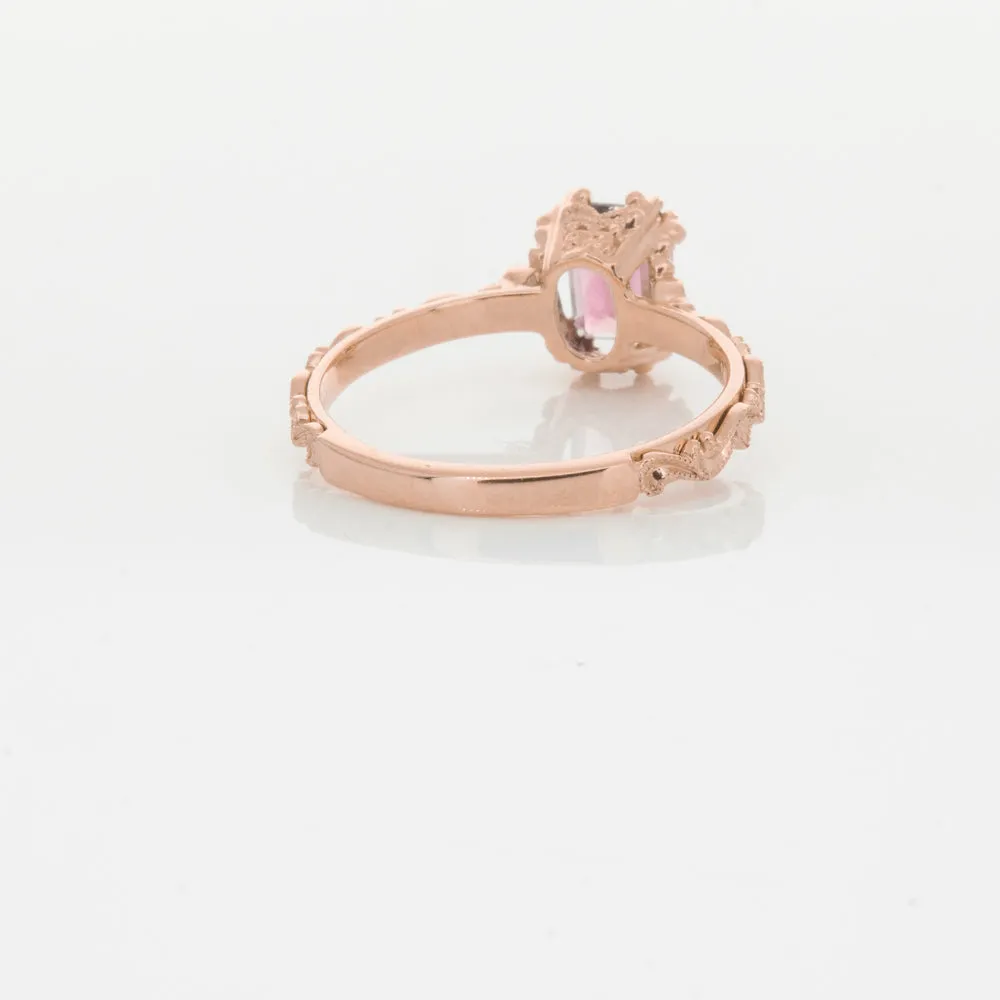 18ct Rose Gold Pink Tourmaline & Diamond Romanov Ring